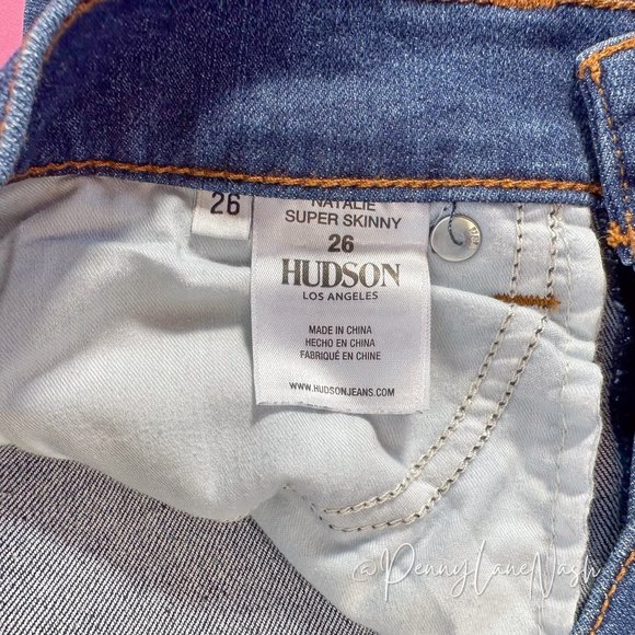 Hudson Natalie Super Skinny Jeans Blue Mid Rise Distressed - Picture 7 of 14